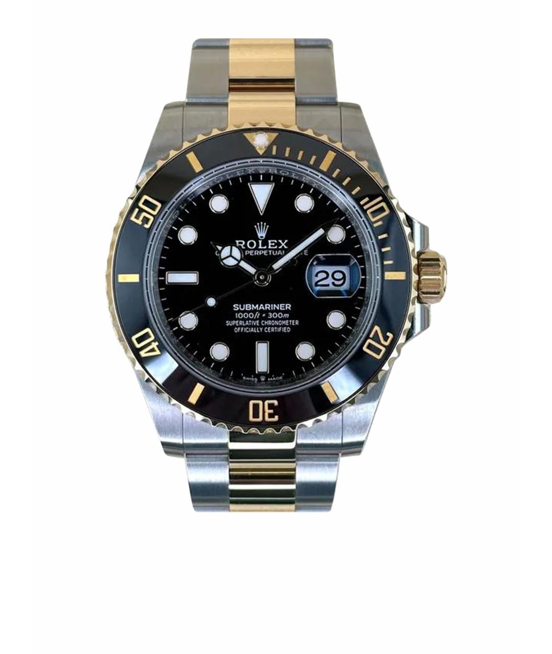ROLEX Черные часы из желтого золота, фото 1