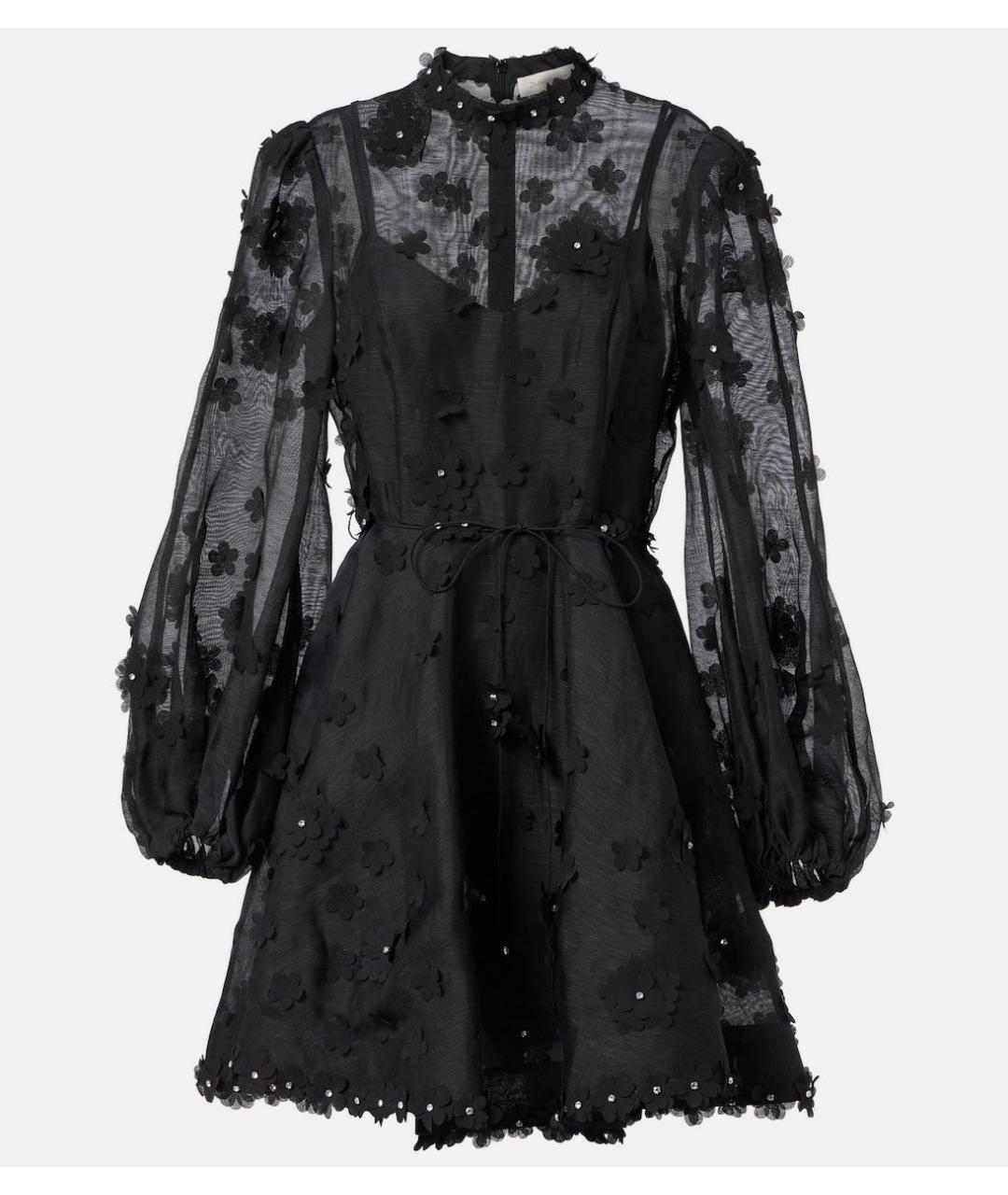 ZIMMERMANN Черное льняное коктейльное платье, фото 9