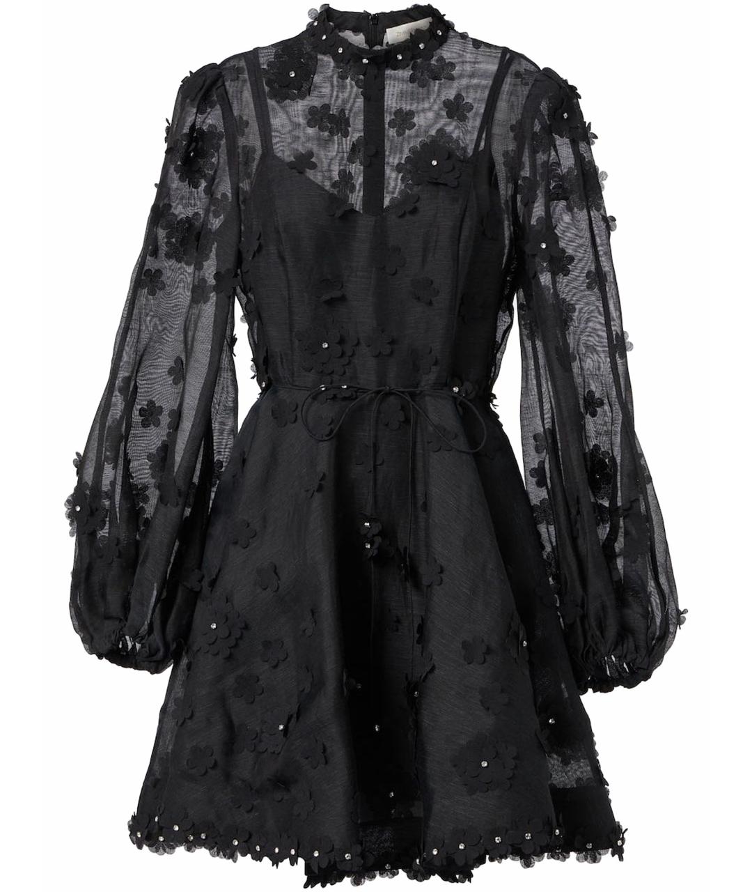 ZIMMERMANN Черное льняное коктейльное платье, фото 1