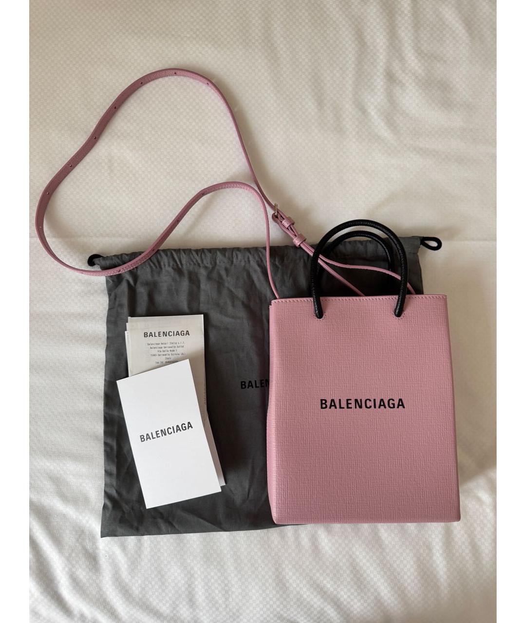 BALENCIAGA Розовая кожаная сумка через плечо, фото 2