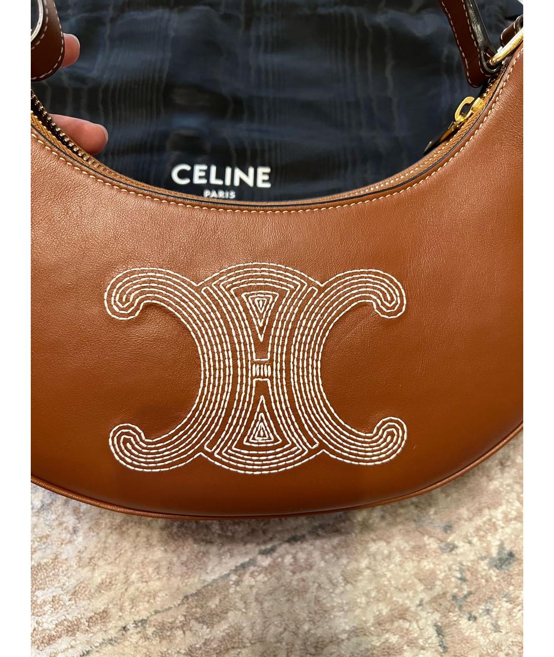 CELINE Коричневая кожаная сумка через плечо, фото 7