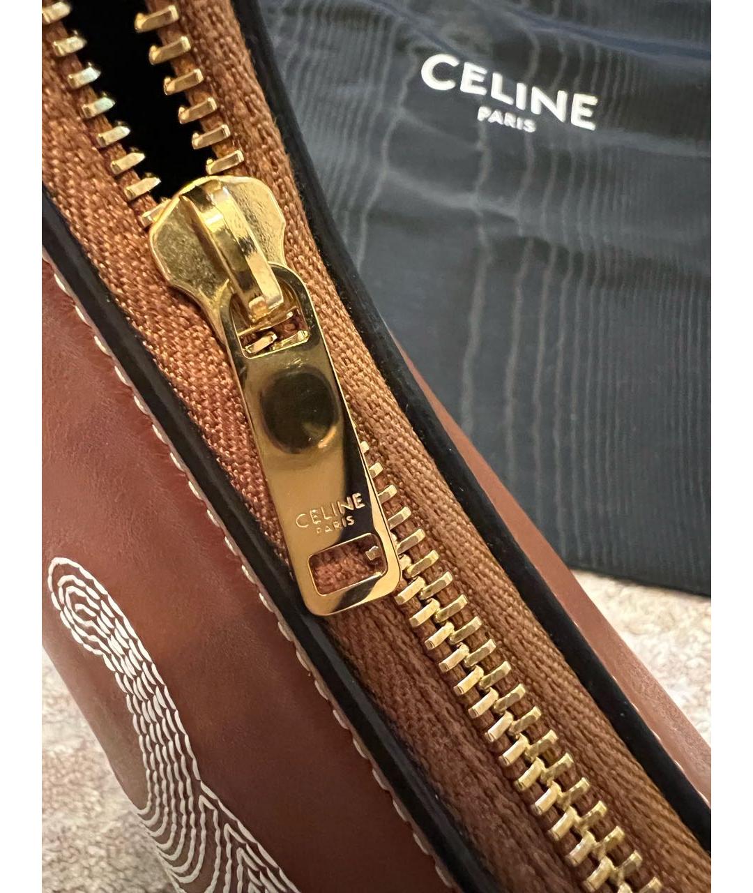 CELINE Коричневая кожаная сумка через плечо, фото 8