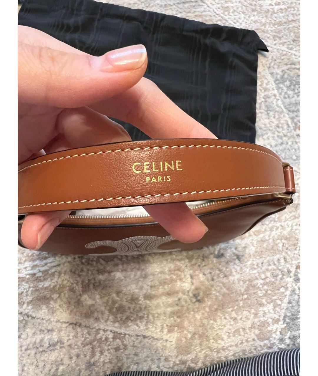 CELINE Коричневая кожаная сумка через плечо, фото 6