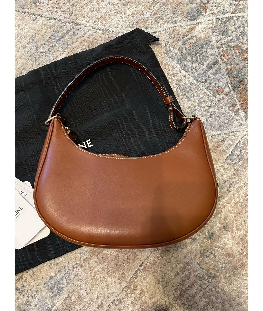 CELINE Коричневая кожаная сумка через плечо, фото 3