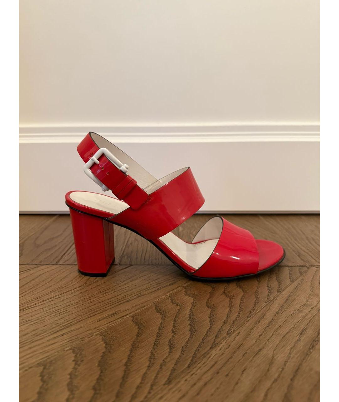 JIL SANDER Красные кожаные босоножки, фото 6
