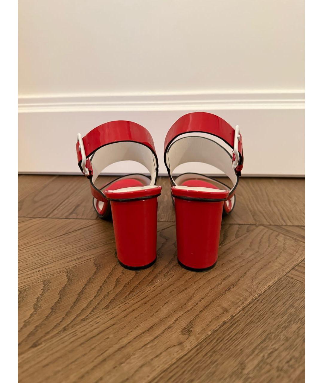 JIL SANDER Красные кожаные босоножки, фото 4