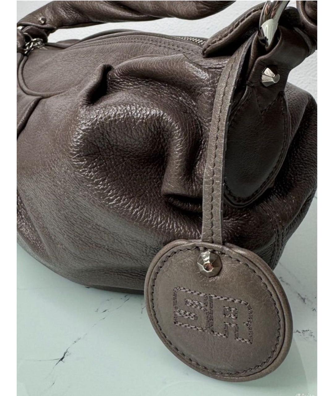 SONIA RYKIEL Коричневая кожаная сумка с короткими ручками, фото 6