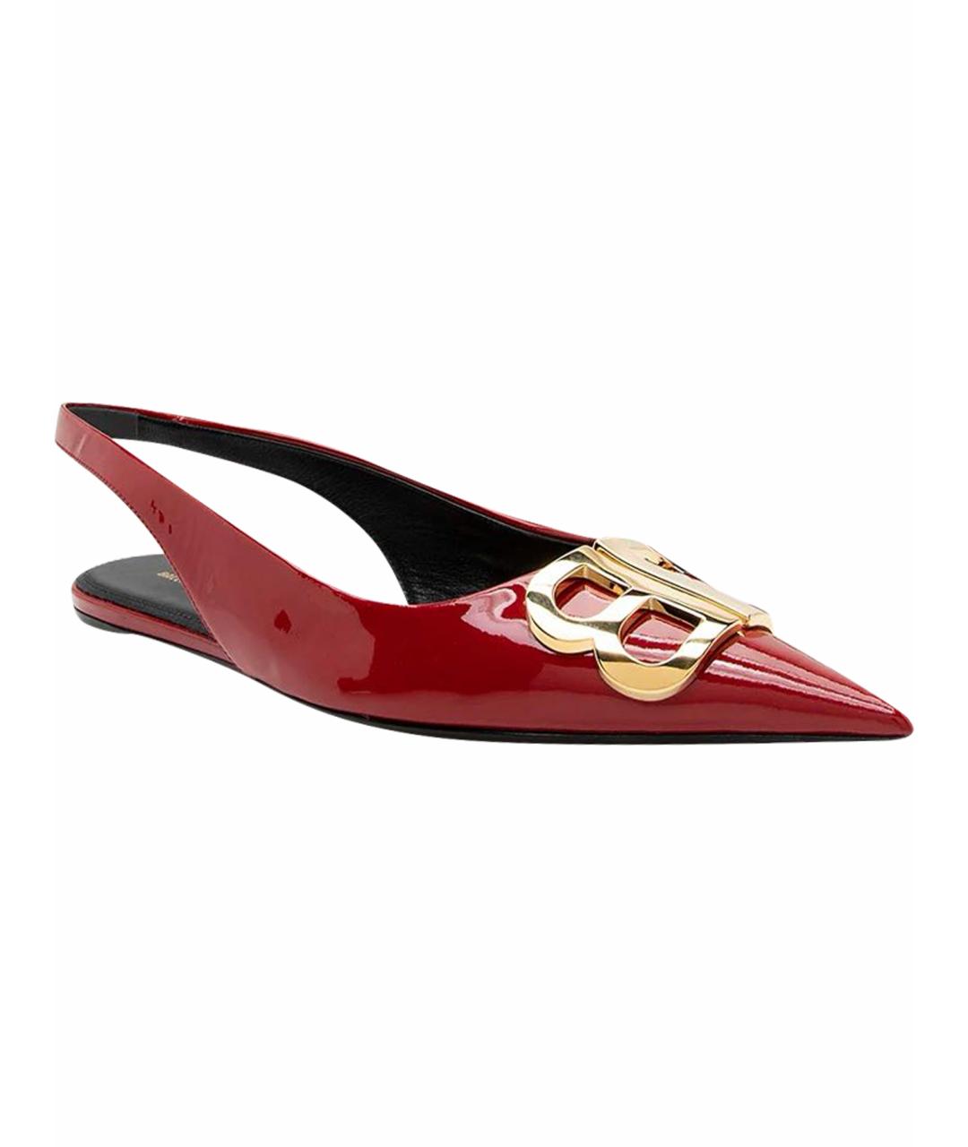 BALENCIAGA Красные балетки из лакированной кожи, фото 1