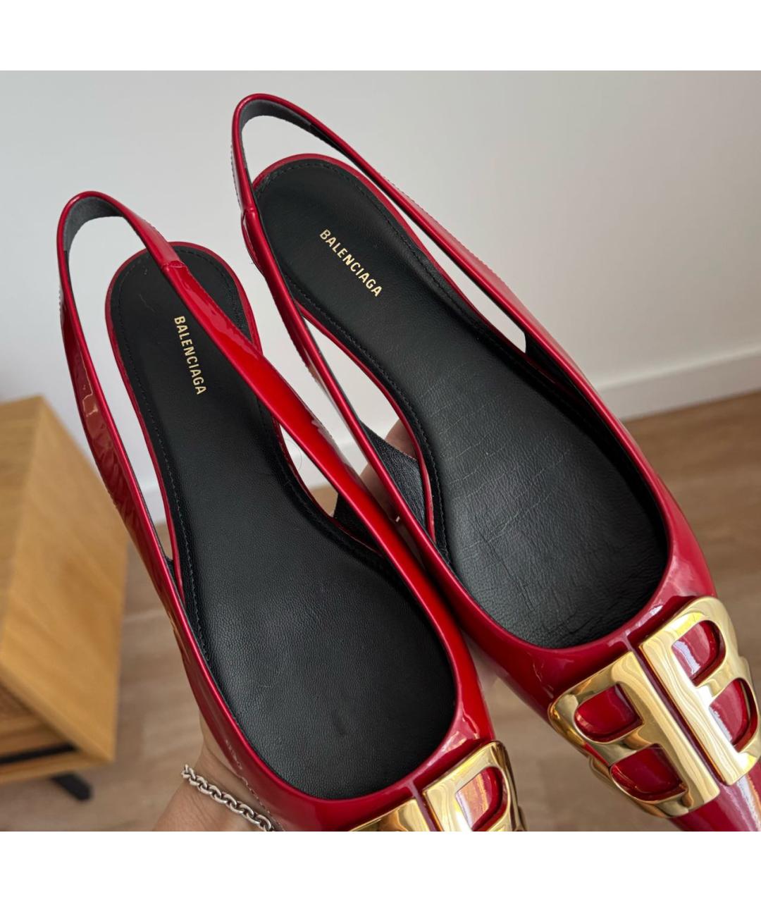 BALENCIAGA Красные балетки из лакированной кожи, фото 6