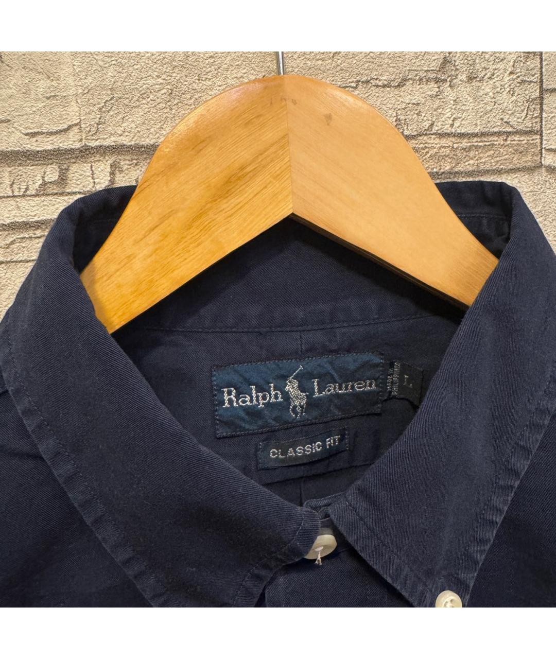 RALPH LAUREN Темно-синяя хлопковая классическая рубашка, фото 3