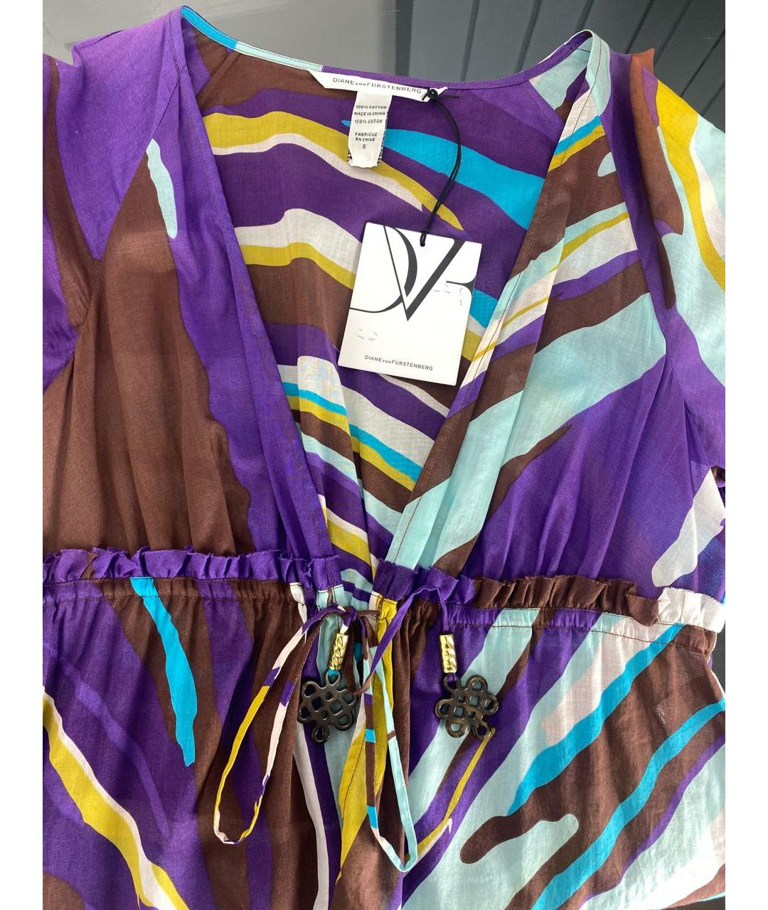 DIANE VON FURSTENBERG Мульти хлопковое платье, фото 3