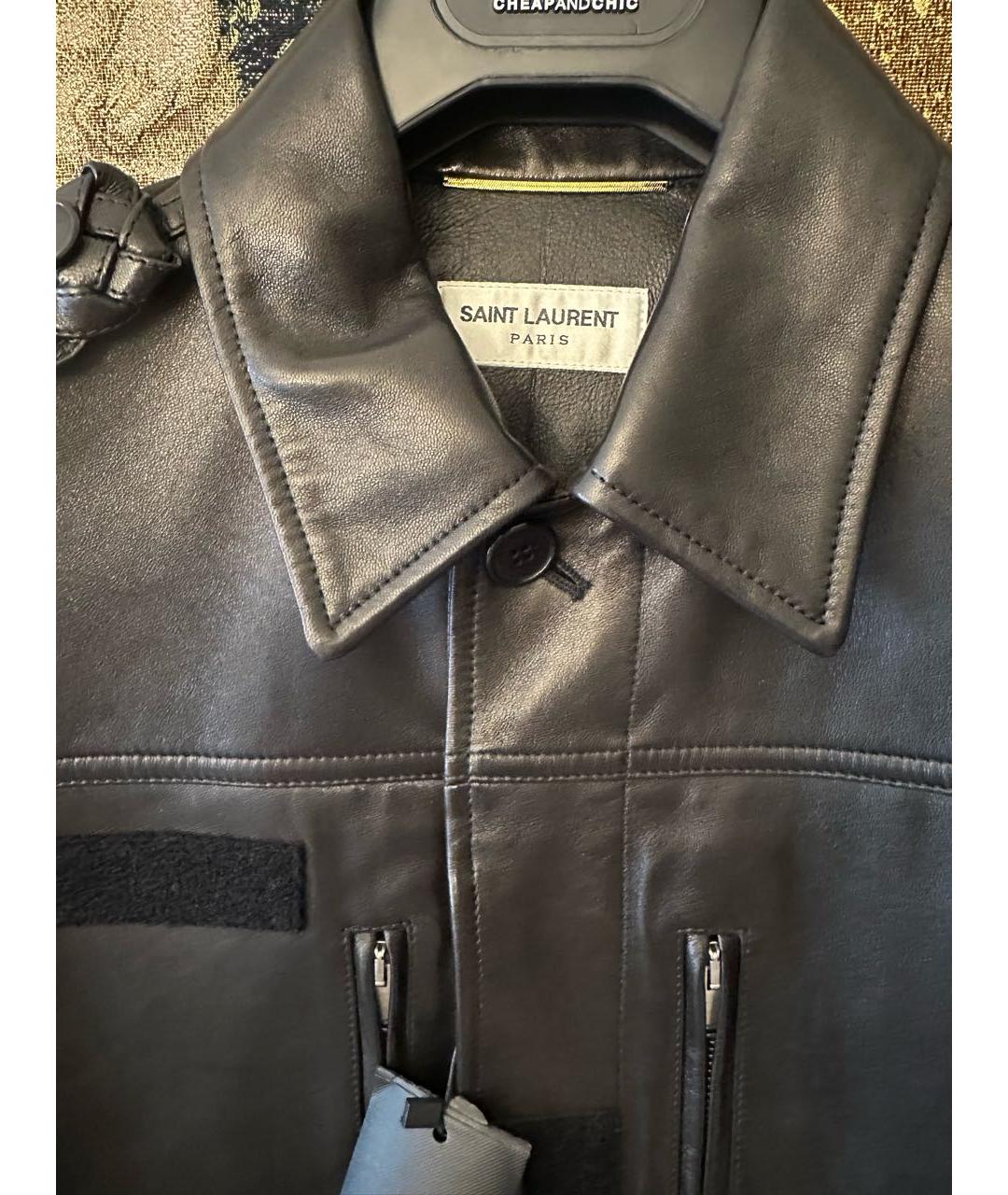 SAINT LAURENT Черная кожаная куртка, фото 3