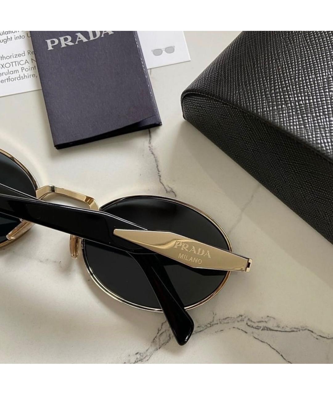 PRADA Золотые металлические солнцезащитные очки, фото 3