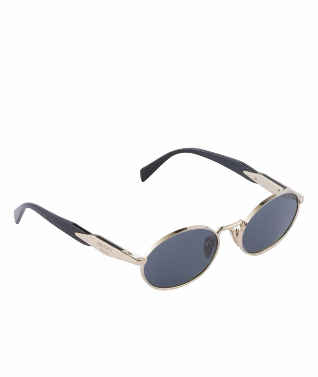 PRADA Золотые металлические солнцезащитные очки, фото 1