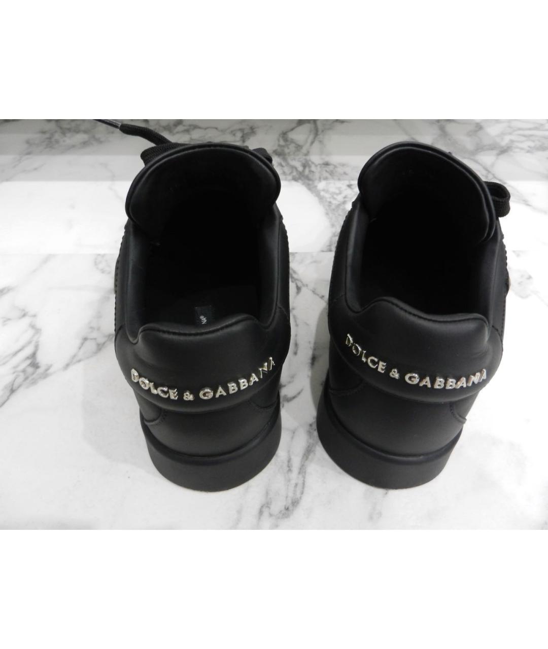 DOLCE&GABBANA Черные кожаные кеды, фото 4