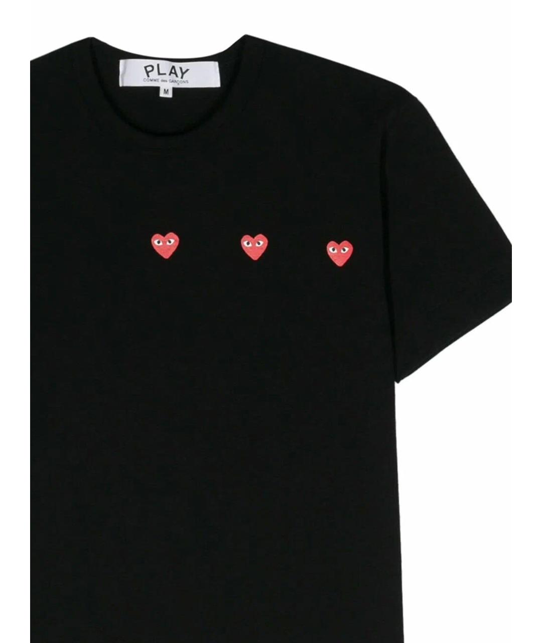 COMME DES GARÇONS PLAY Черная хлопковая футболка, фото 5
