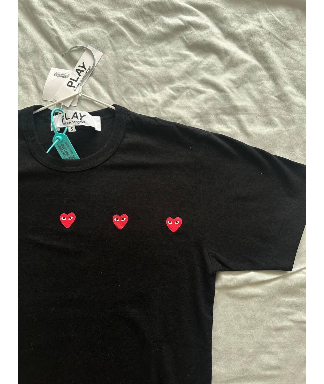 COMME DES GARÇONS PLAY Черная хлопковая футболка, фото 3