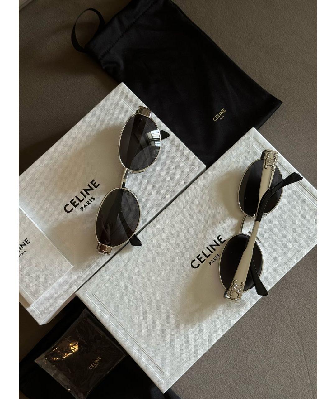 CELINE Серебряные металлические солнцезащитные очки, фото 3