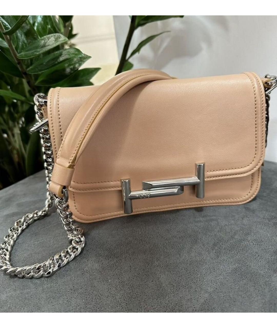 TOD'S Бежевая кожаная сумка через плечо, фото 8
