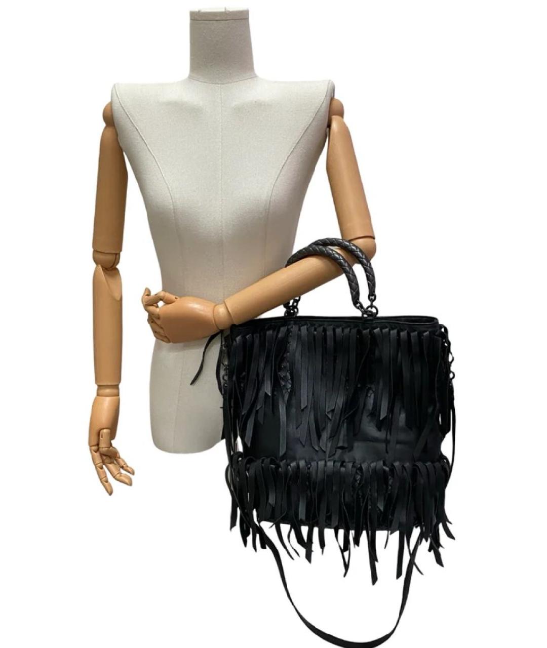 BOTTEGA VENETA Черная кожаная сумка с короткими ручками, фото 9