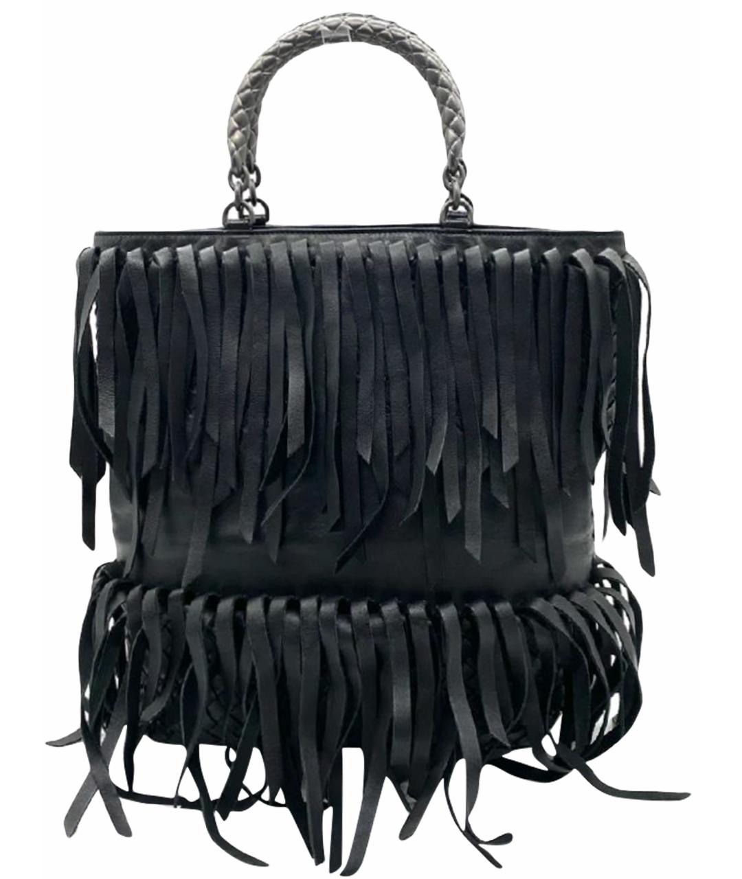 BOTTEGA VENETA Черная кожаная сумка с короткими ручками, фото 1