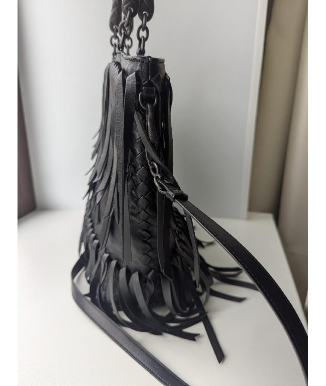BOTTEGA VENETA Черная кожаная сумка с короткими ручками, фото 8