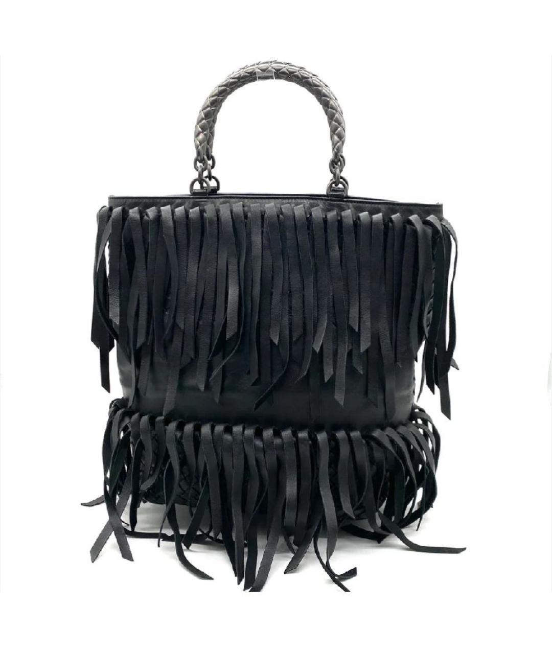 BOTTEGA VENETA Черная кожаная сумка с короткими ручками, фото 10