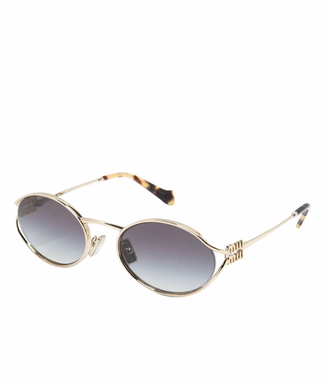 MIU MIU Золотые металлические солнцезащитные очки, фото 1