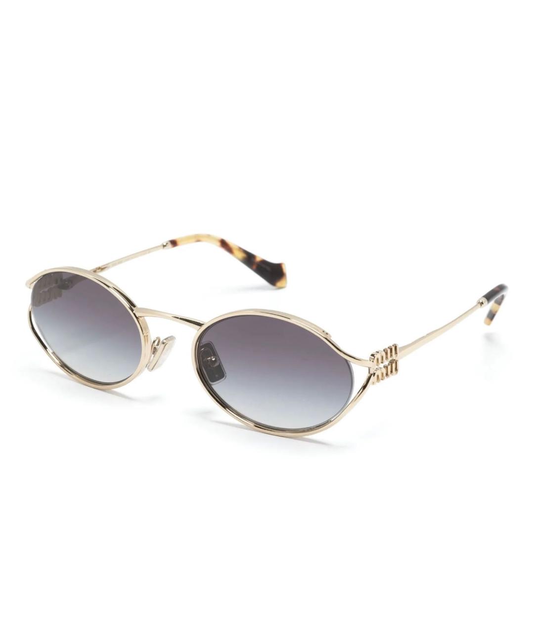 MIU MIU Золотые металлические солнцезащитные очки, фото 6