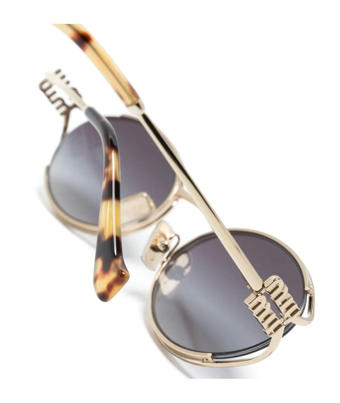 MIU MIU Золотые металлические солнцезащитные очки, фото 3