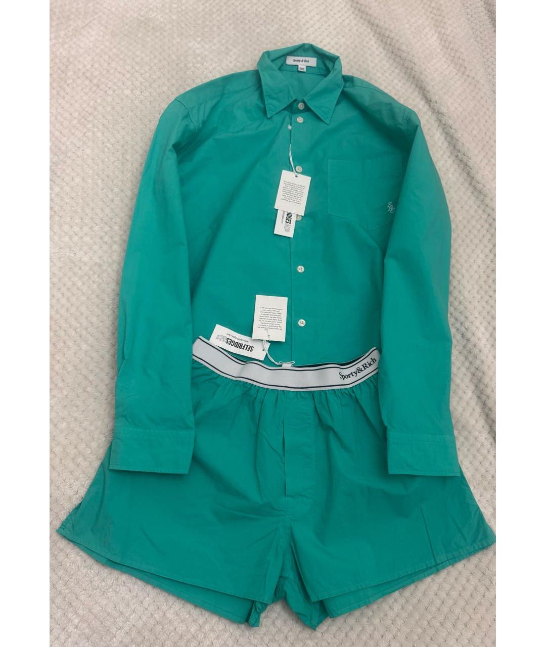 SPORTY AND RICH Бирюзовый хлопковый костюм с брюками, фото 3