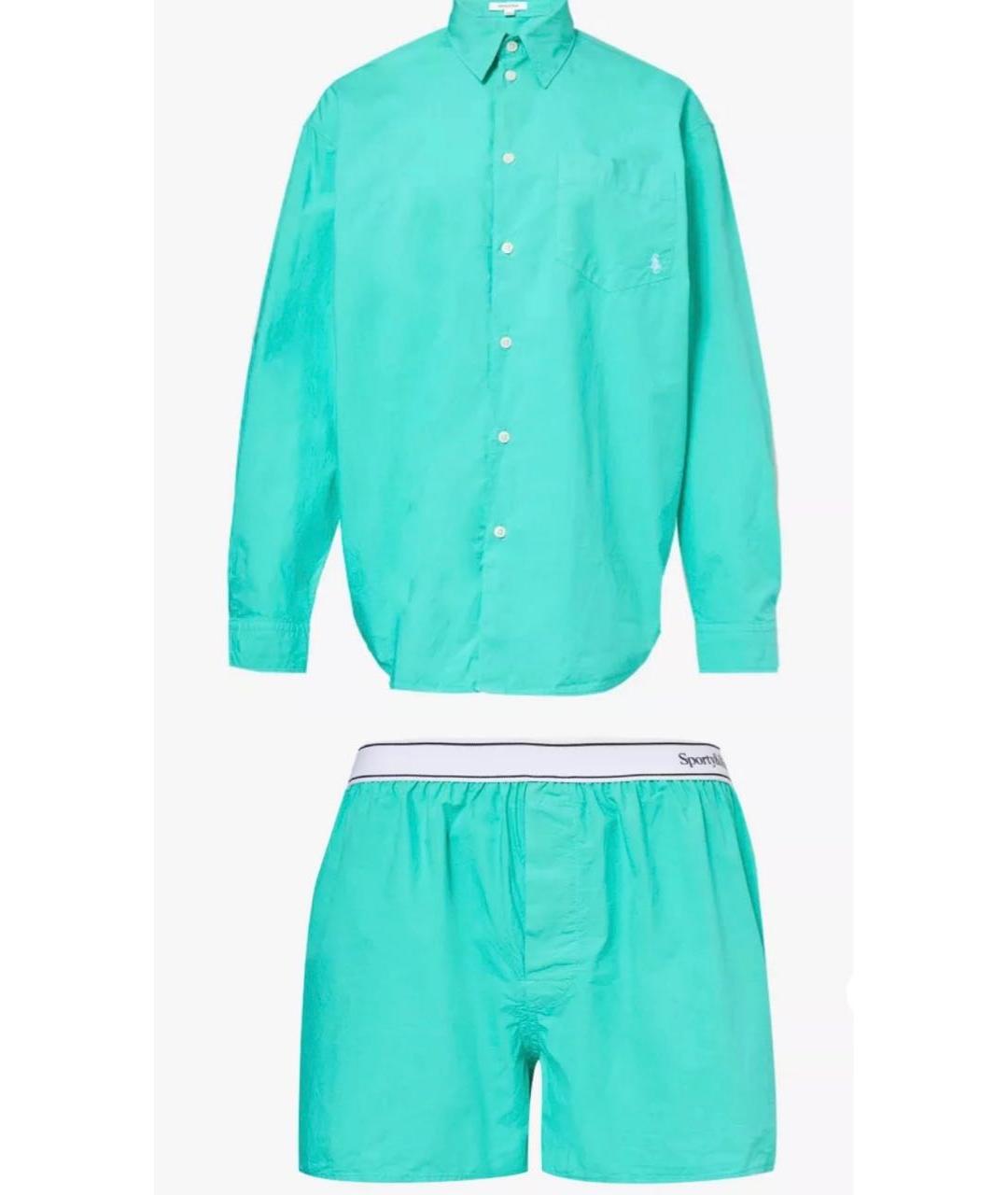SPORTY AND RICH Бирюзовый хлопковый костюм с брюками, фото 9