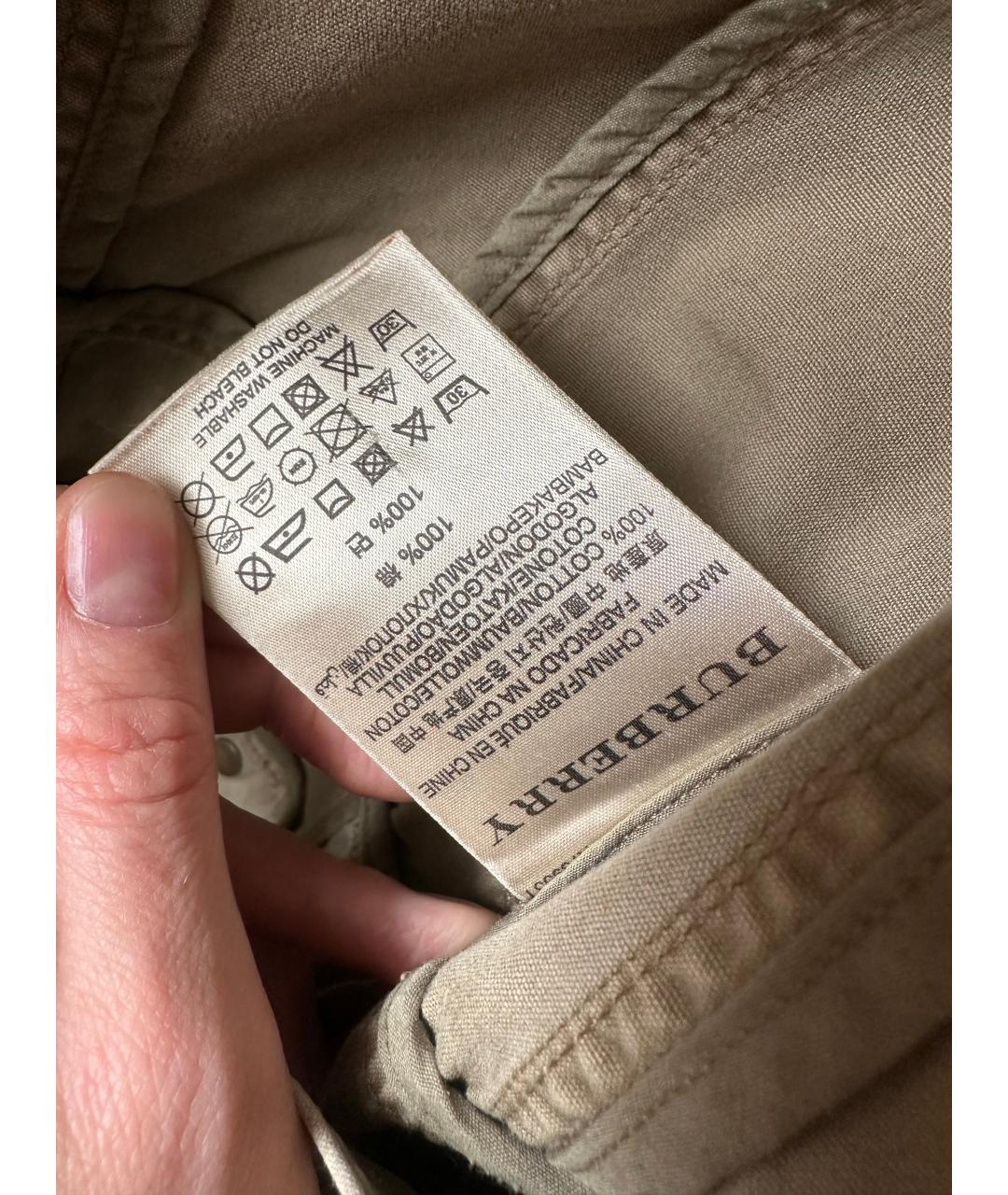 BURBERRY Хаки хлопковое повседневное платье, фото 5