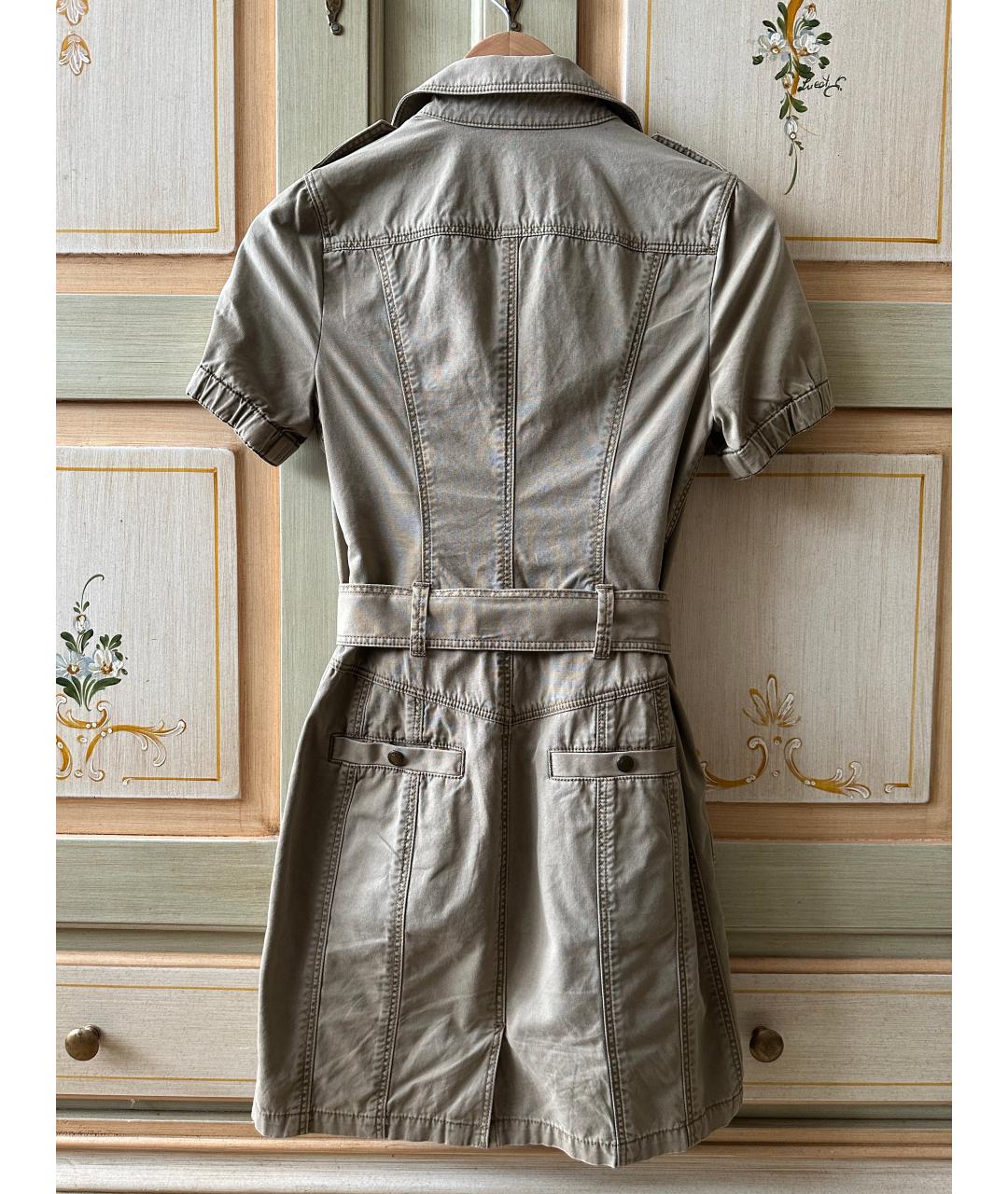 BURBERRY Хаки хлопковое повседневное платье, фото 2