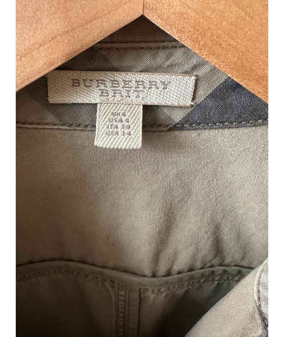 BURBERRY Хаки хлопковое повседневное платье, фото 4