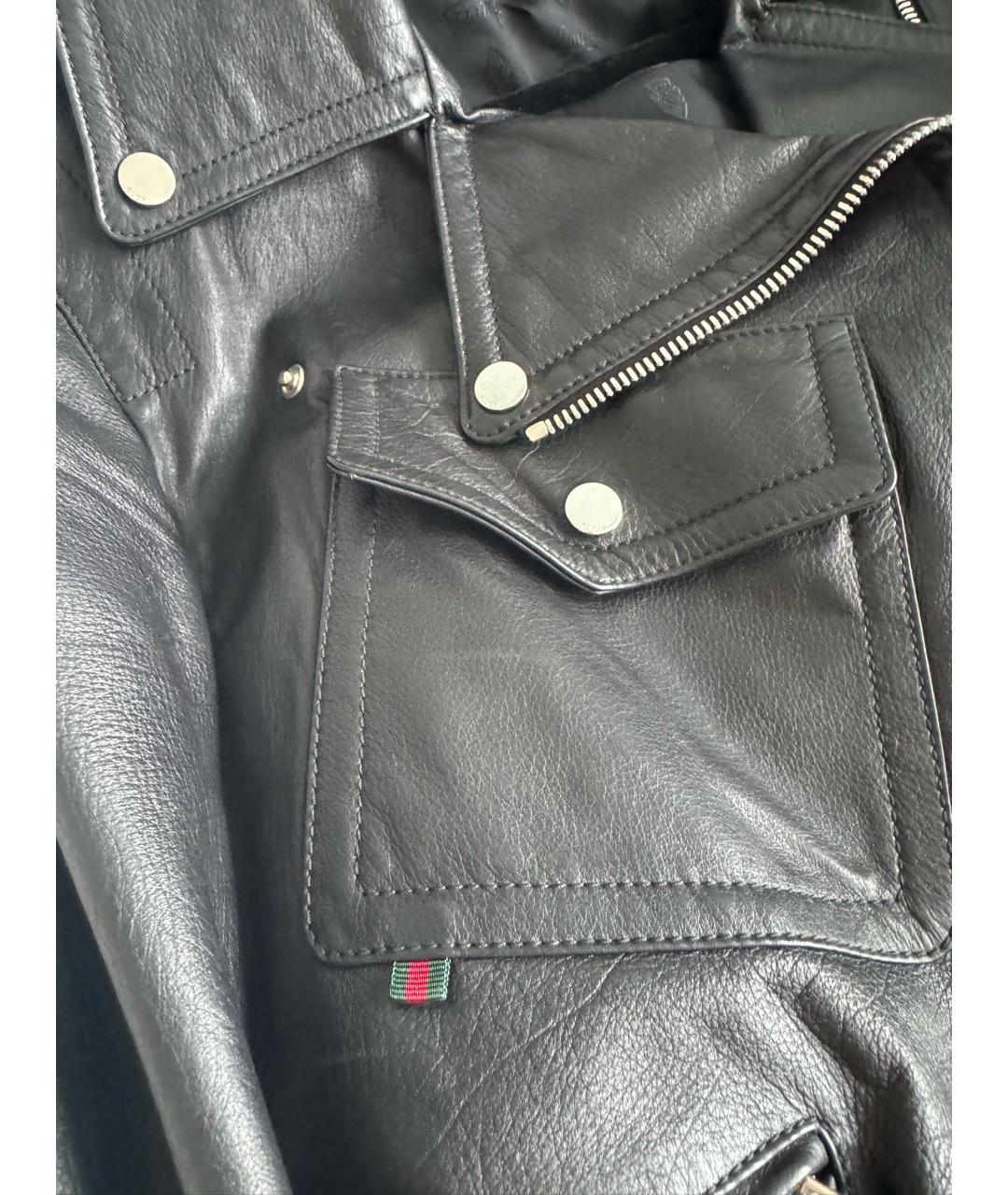 GUCCI Черная кожаная куртка, фото 5