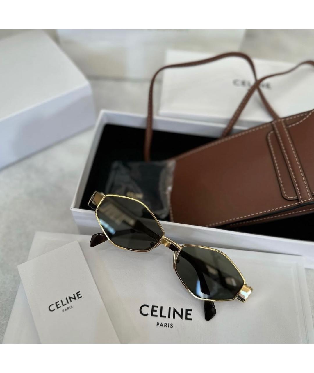 CELINE Золотые металлические солнцезащитные очки, фото 5