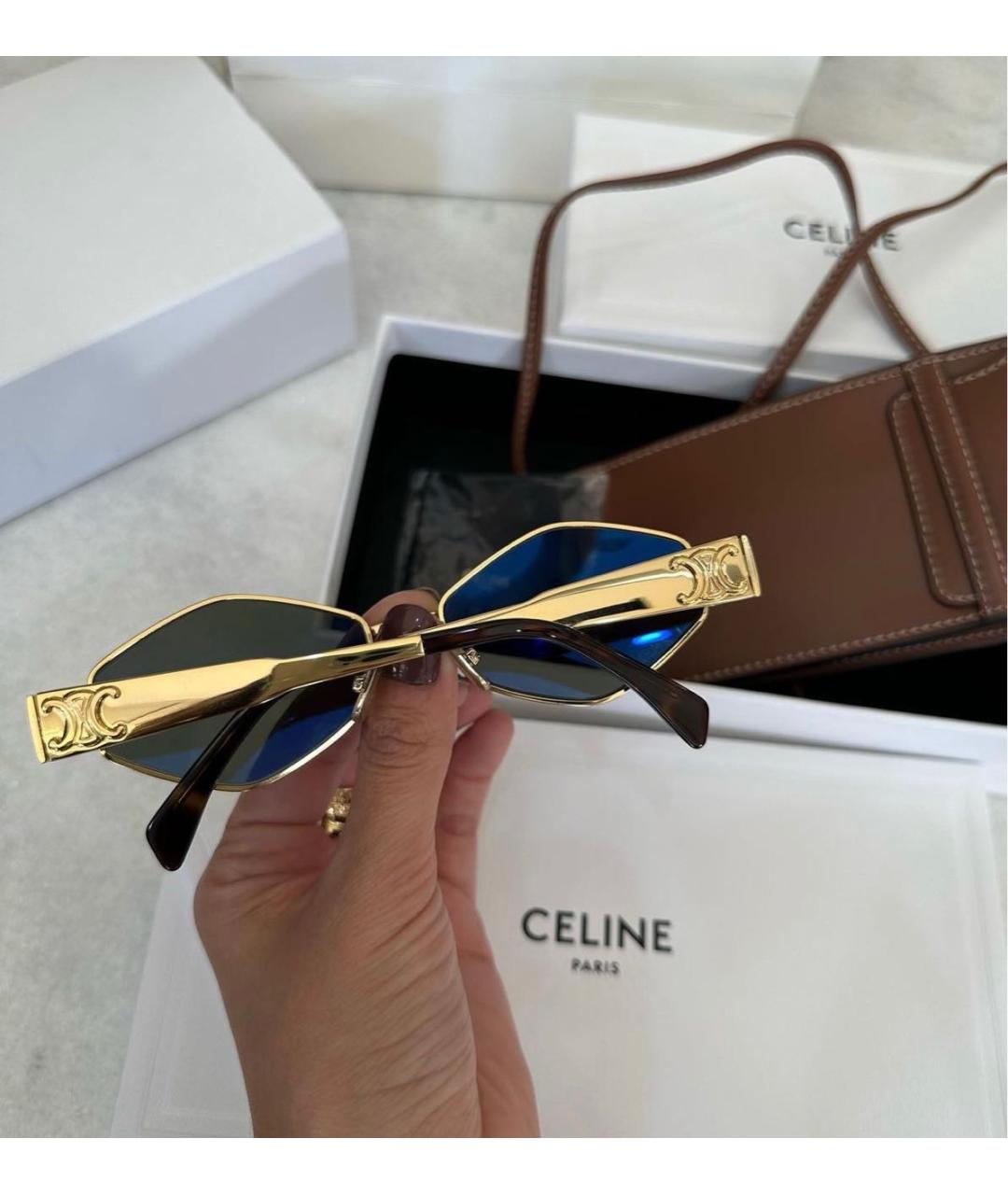 CELINE Золотые металлические солнцезащитные очки, фото 3