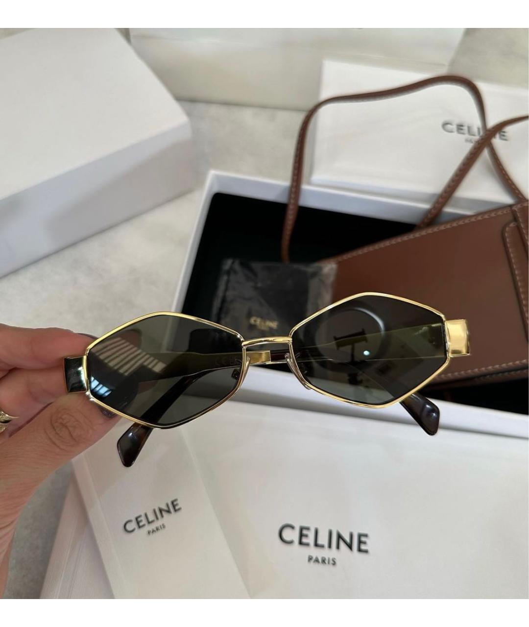 CELINE Золотые металлические солнцезащитные очки, фото 4
