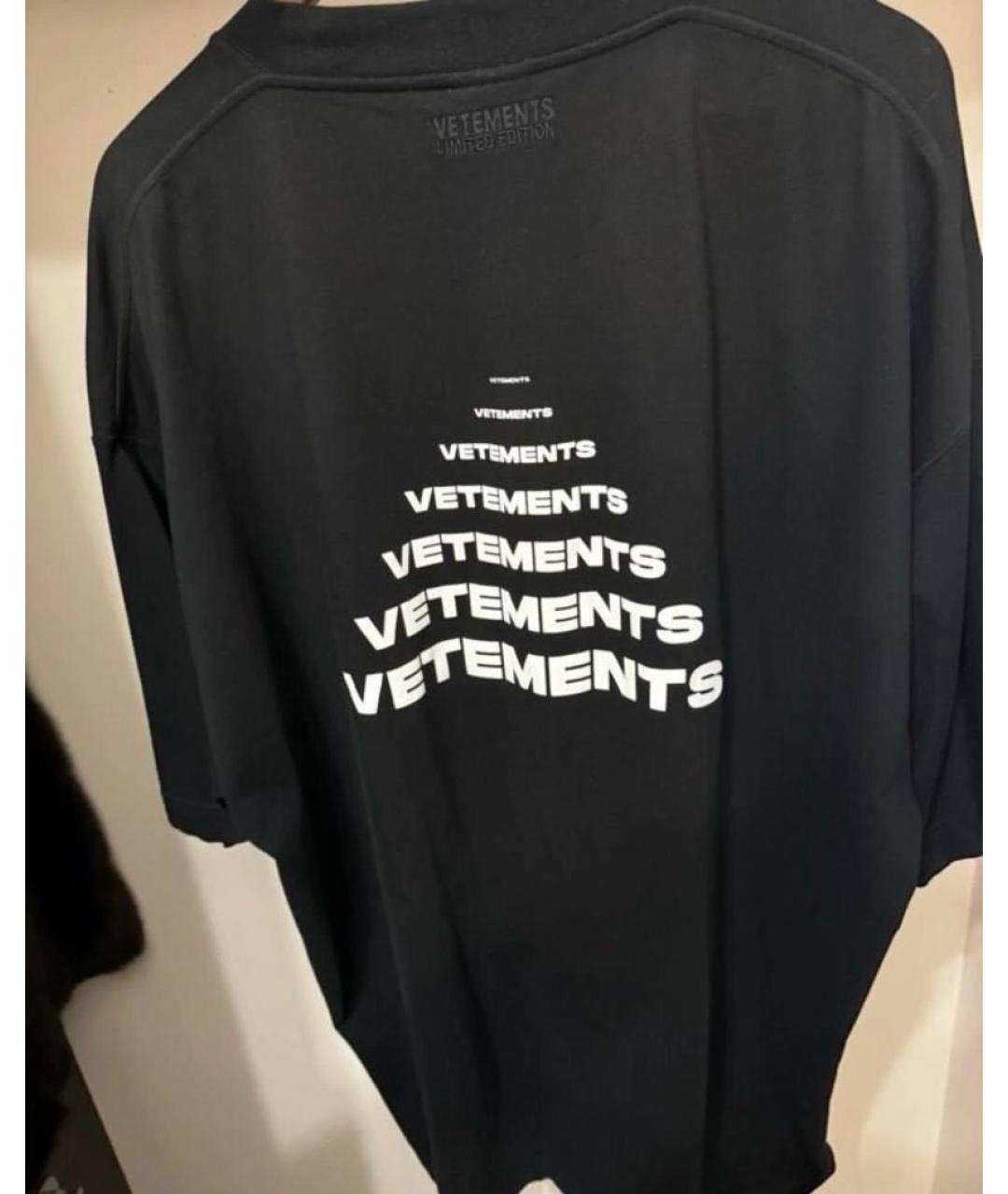 VETEMENTS Черная хлопко-эластановая футболка, фото 2