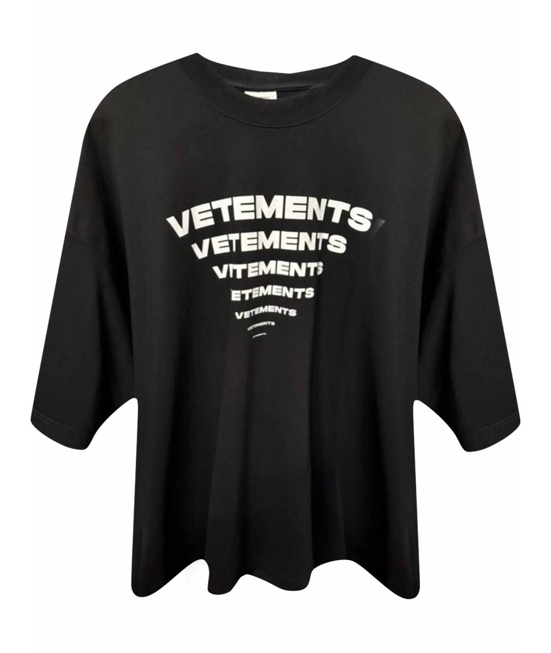 VETEMENTS Черная хлопко-эластановая футболка, фото 1