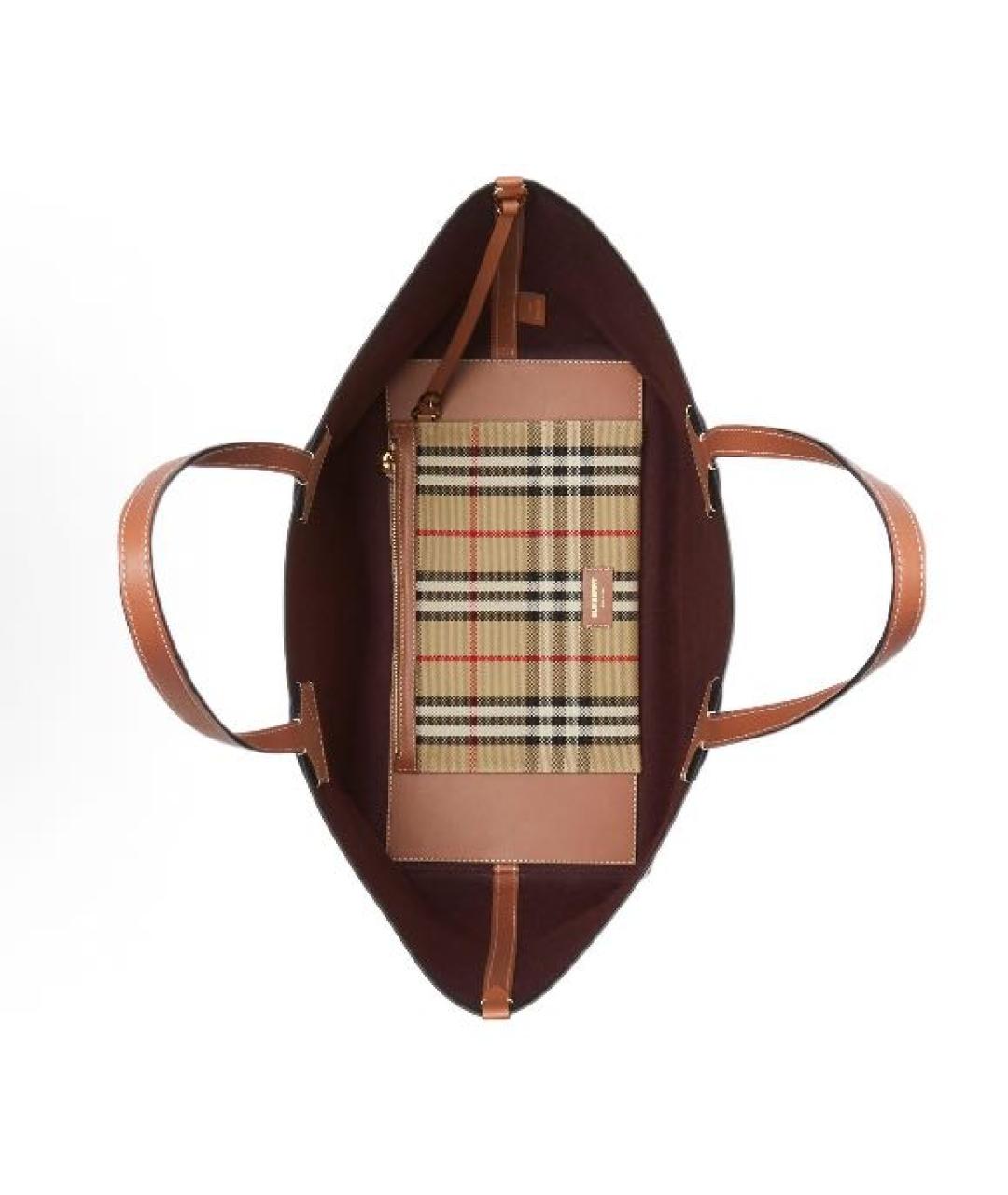 BURBERRY Коричневая кожаная сумка тоут, фото 3