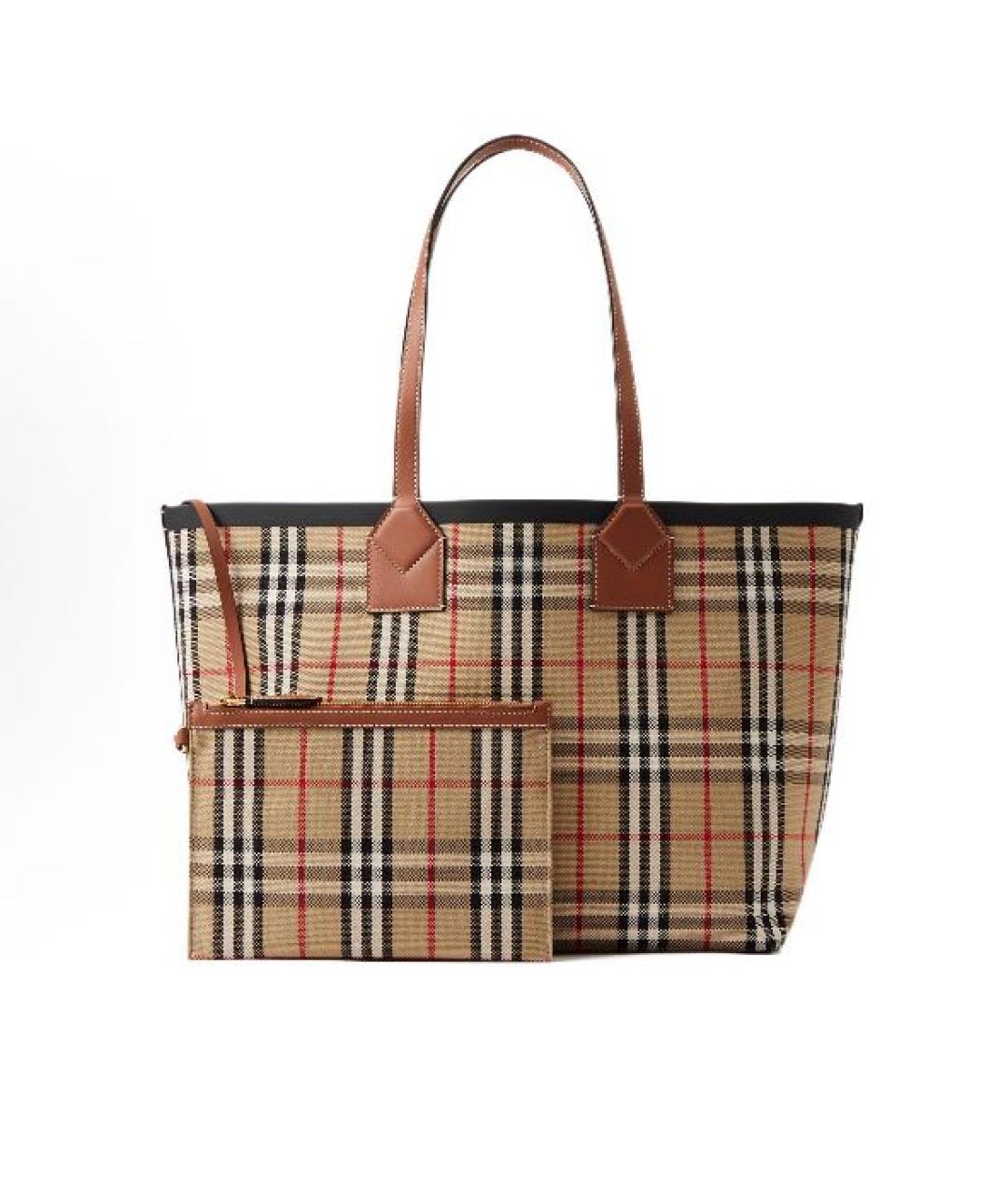 BURBERRY Коричневая кожаная сумка тоут, фото 5