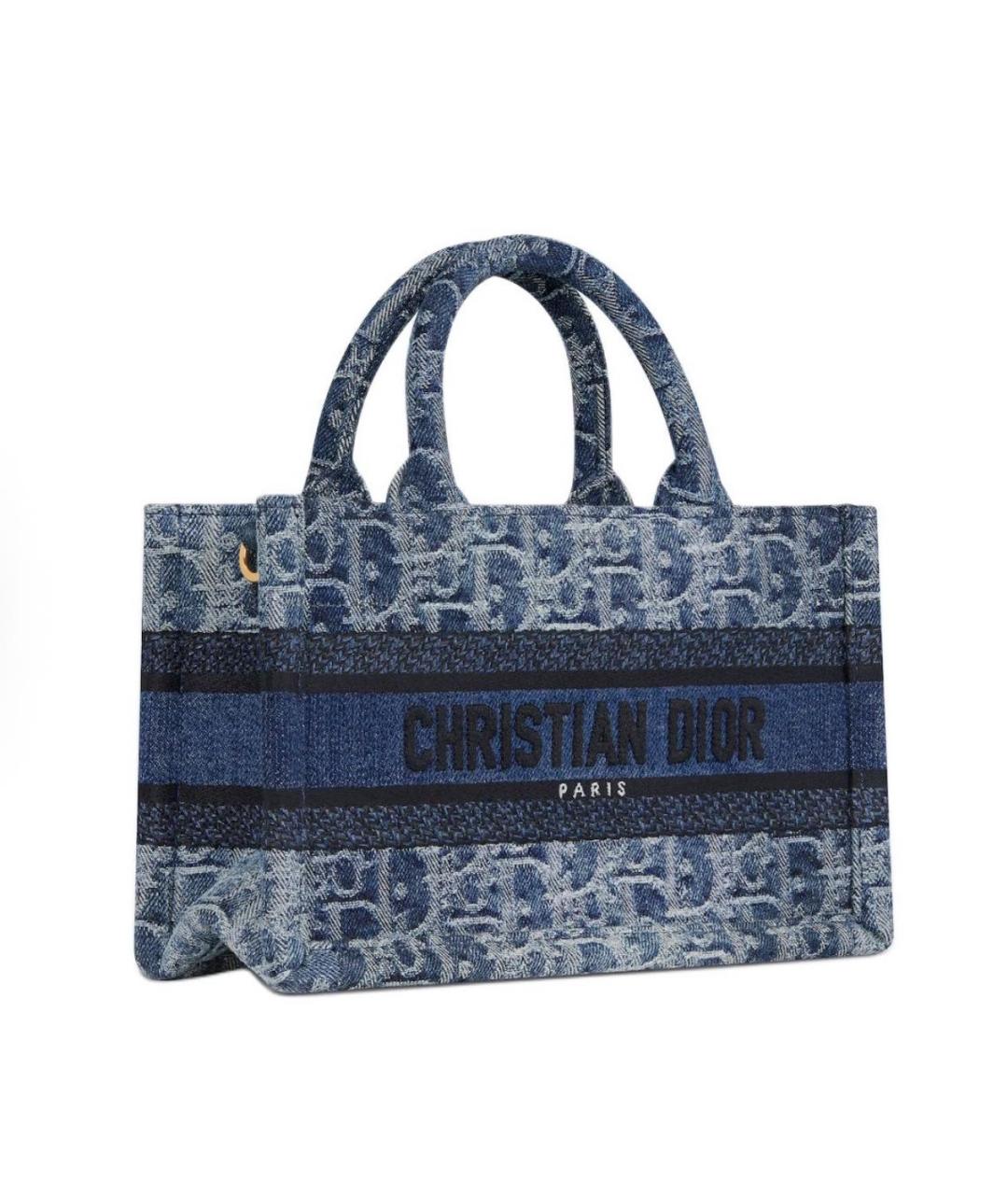 CHRISTIAN DIOR Темно-синяя жаккардовая сумка с короткими ручками, фото 3