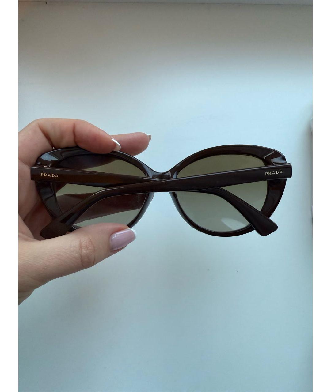 PRADA Коричневые пластиковые солнцезащитные очки, фото 4
