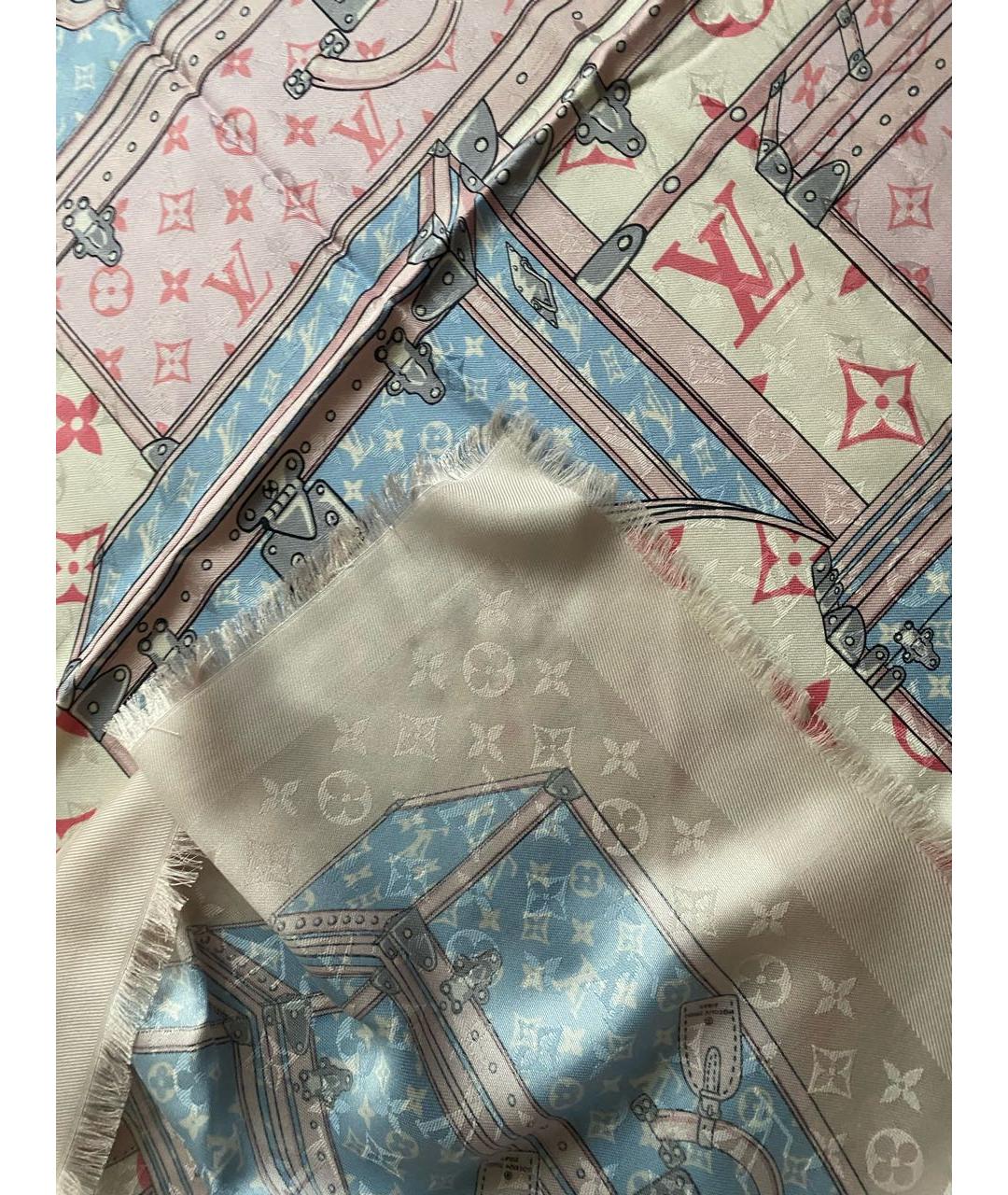 LOUIS VUITTON Розовый шерстяной шарф, фото 3
