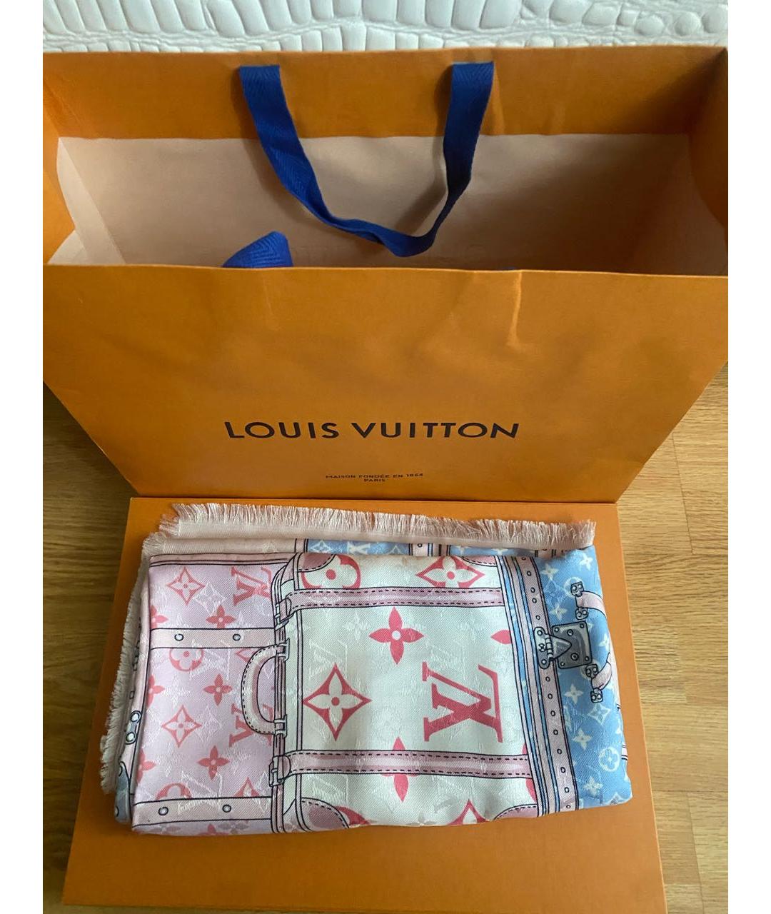 LOUIS VUITTON Розовый шерстяной шарф, фото 4