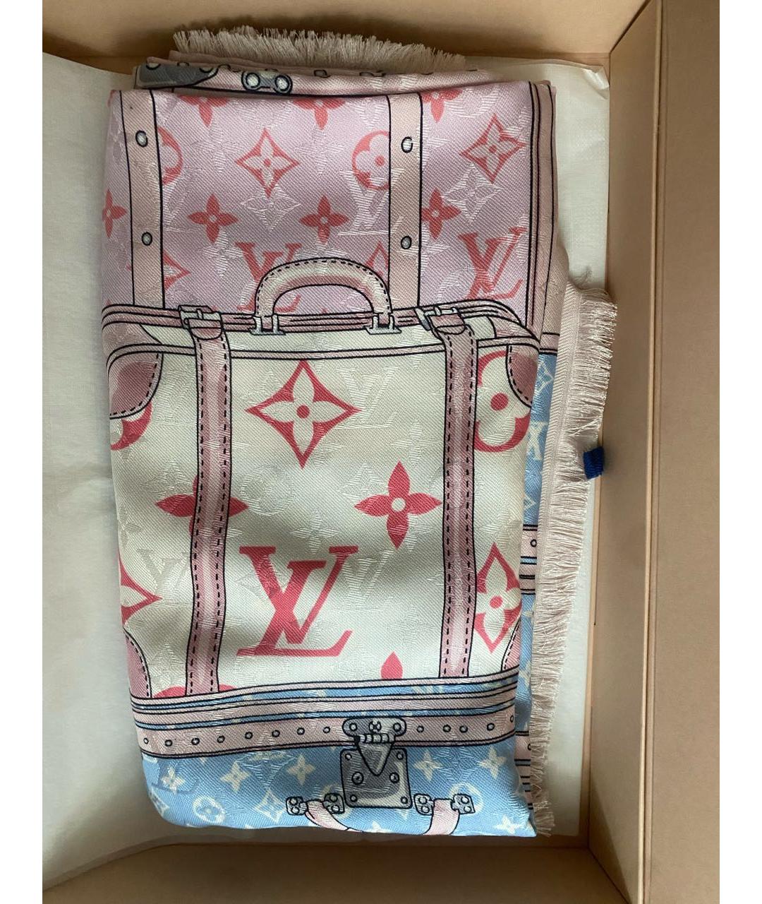 LOUIS VUITTON Розовый шерстяной шарф, фото 5