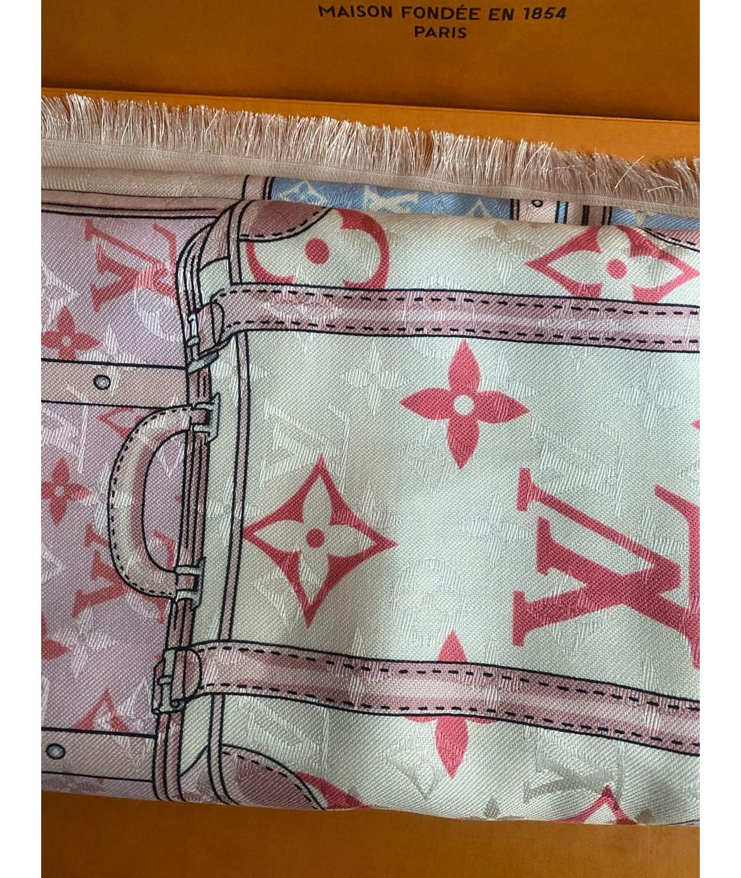 LOUIS VUITTON Розовый шерстяной шарф, фото 8