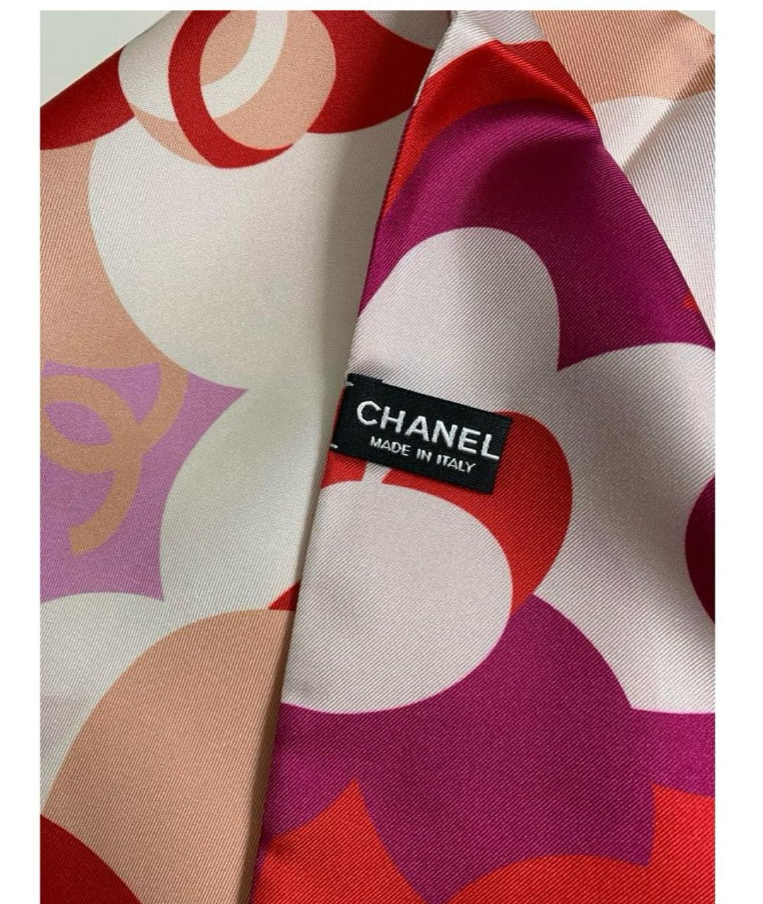 CHANEL Розовый шелковый шарф, фото 6